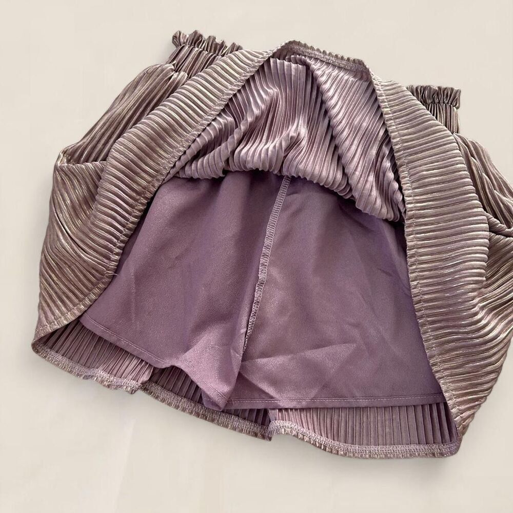 queen of sparkles purple metallic pleated skort Sz small girls plissé shimmer - Picture 2 of 4